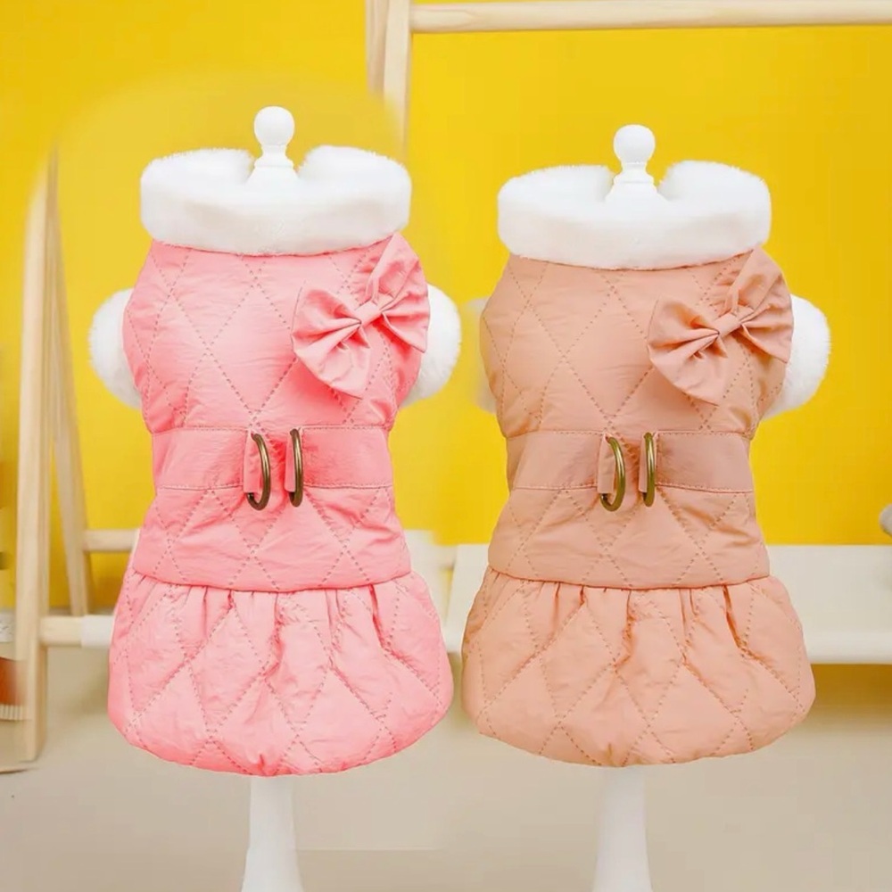 🥳 2 for $15 🥳 Quilted Pet Dog or Cat Quilted Jacket Coat Bow Leash Attachment